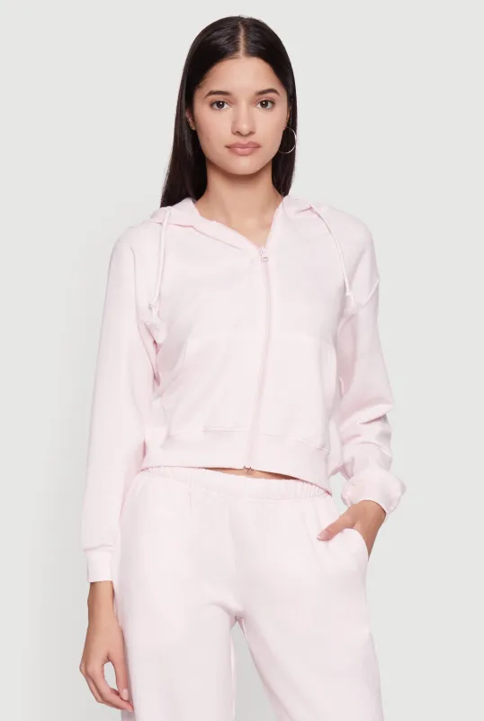 Almost Famous Zip Front Long Sleeve Hoodie made by Almost Famous