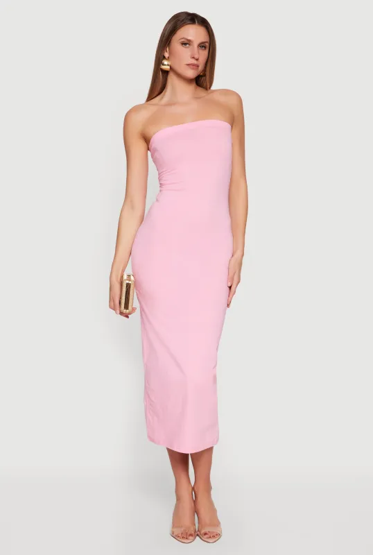 Back Slit Tube Midi Dress sold by Rainbow