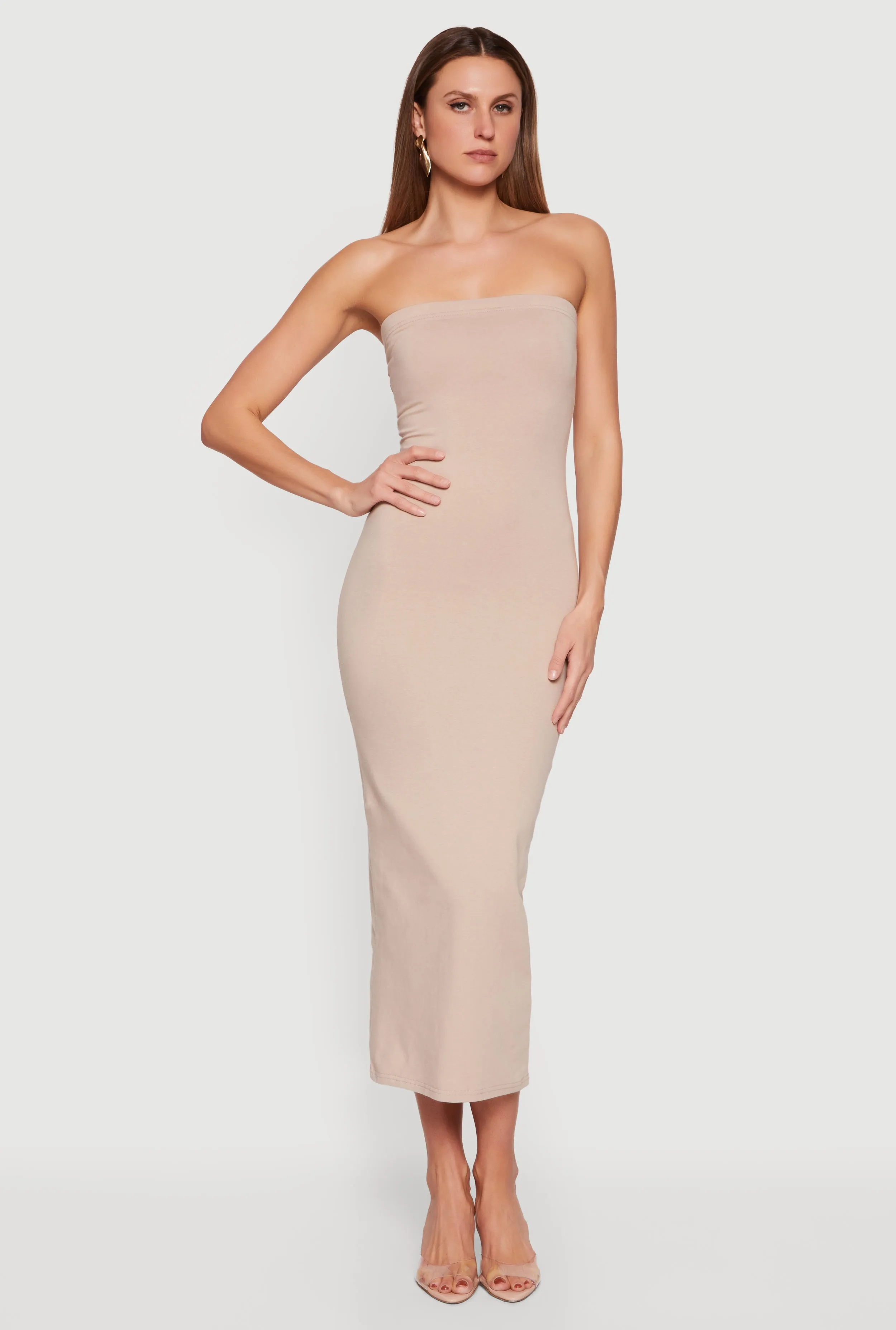 Back Slit Tube Midi Dress sold by Rainbow
