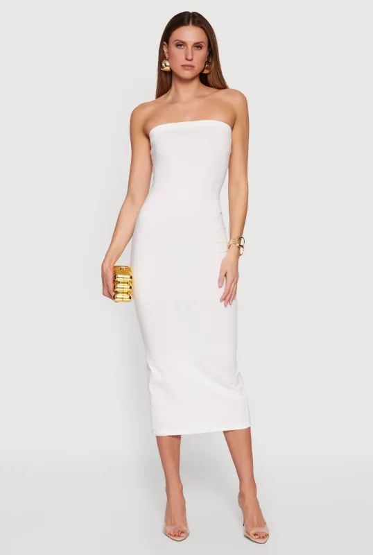 Back Slit Tube Midi Dress sold by Rainbow