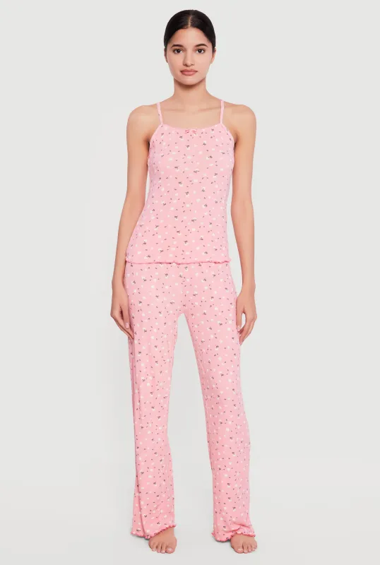 Ditsy Floral Pajama Cami and Pants Set made by Rainbow