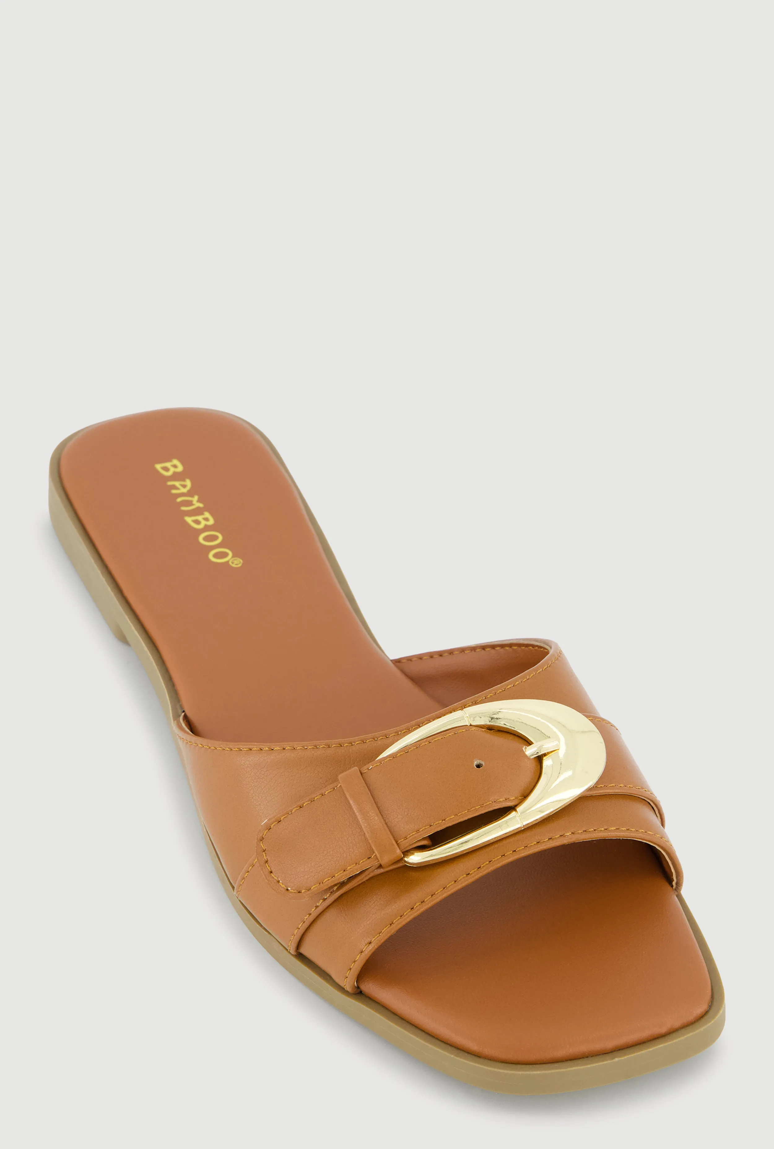 Trendy Metallic Buckle Faux Leather Open Toe Sandals sold by Rainbow product image thumbnail 3