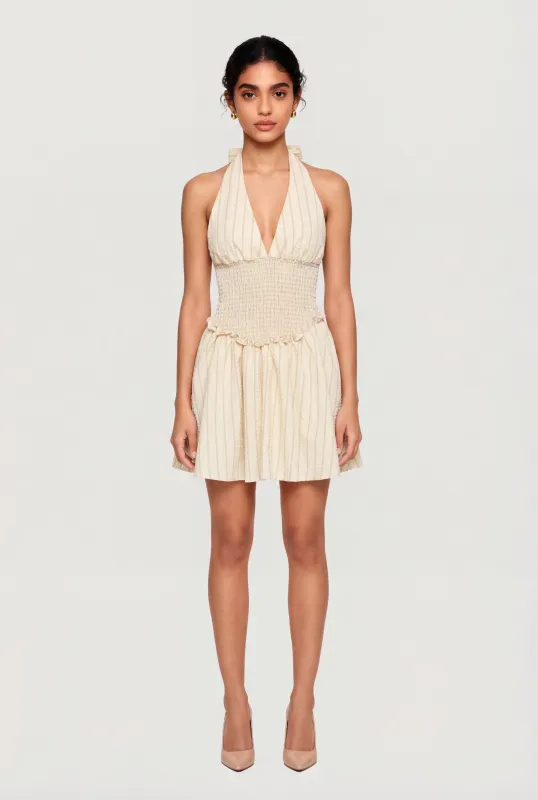 Striped Smocked Halter Mini Dress made by Rainbow