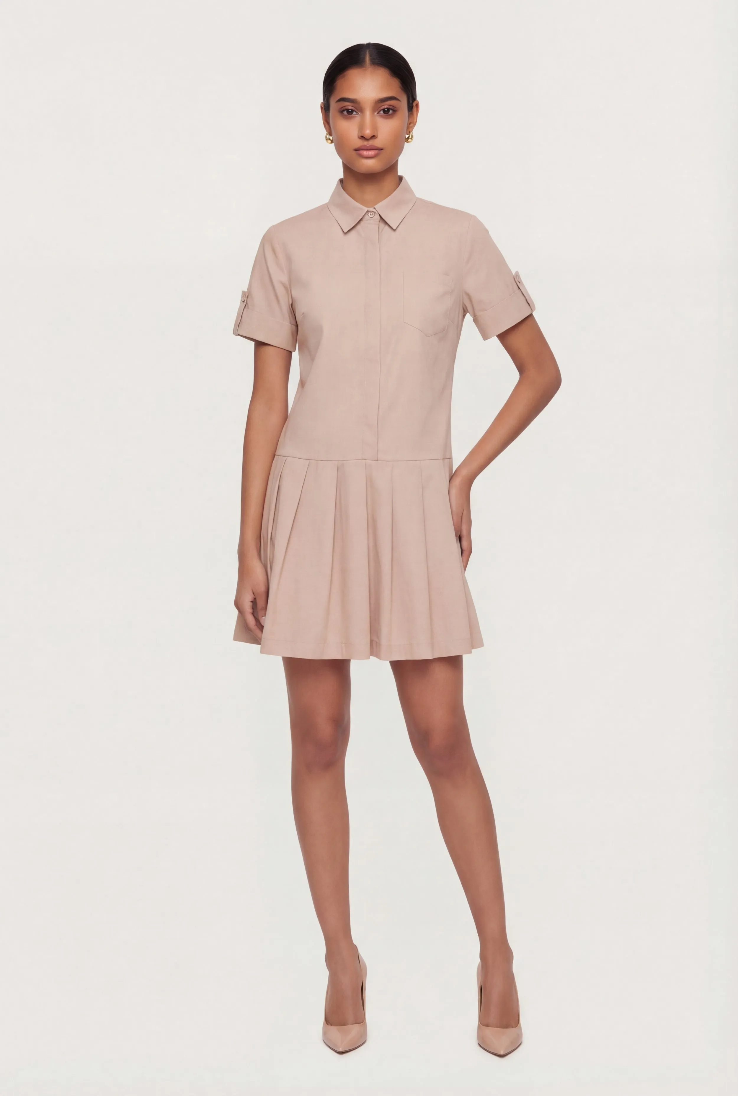 Poplin Short Sleeve Skater Shirt Dress sold by Rainbow product image thumbnail 4