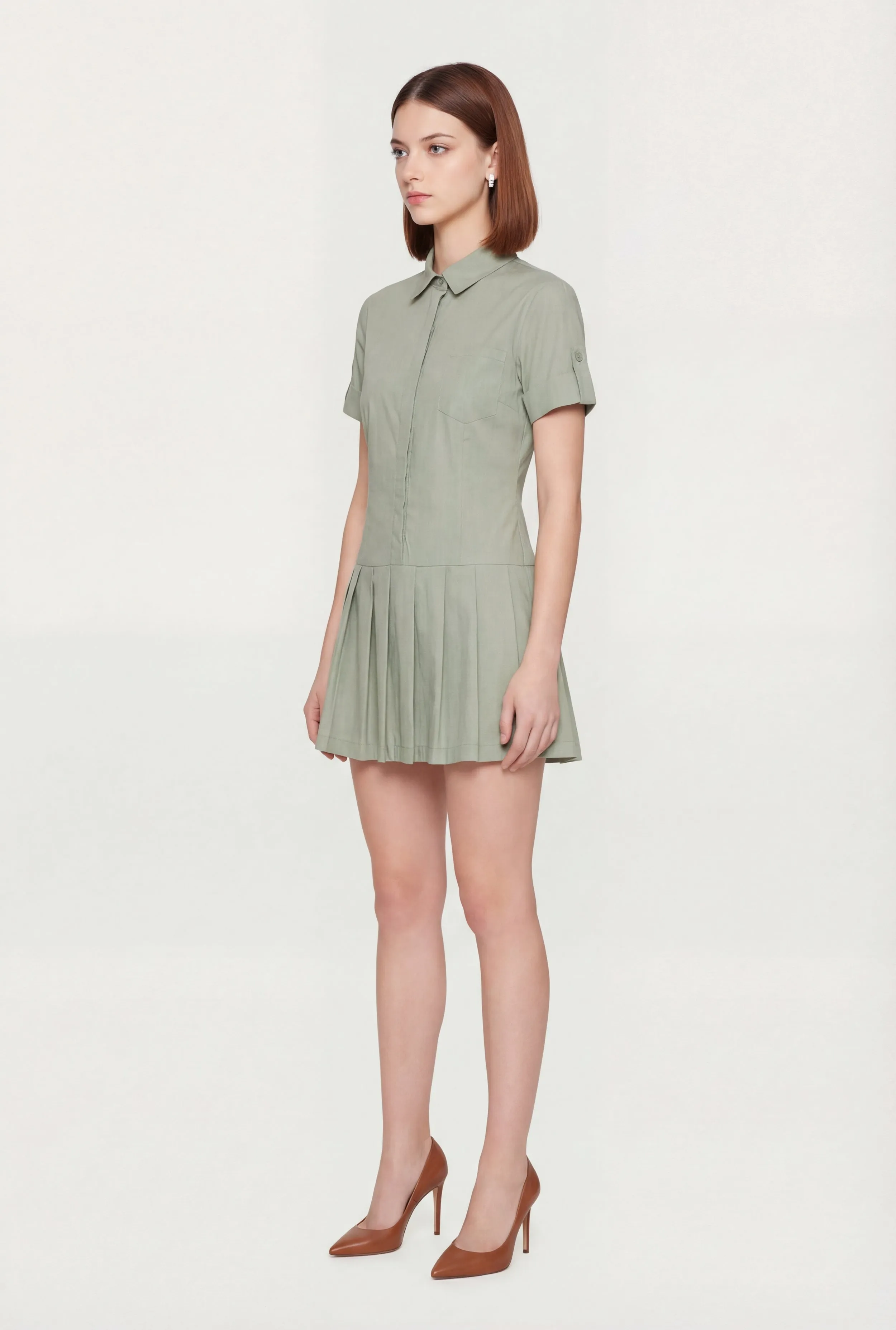 Poplin Short Sleeve Skater Shirt Dress sold by Rainbow product image thumbnail 2