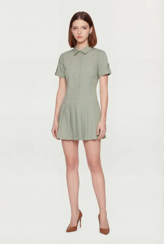 Poplin Short Sleeve Skater Shirt Dress made by Rainbow
