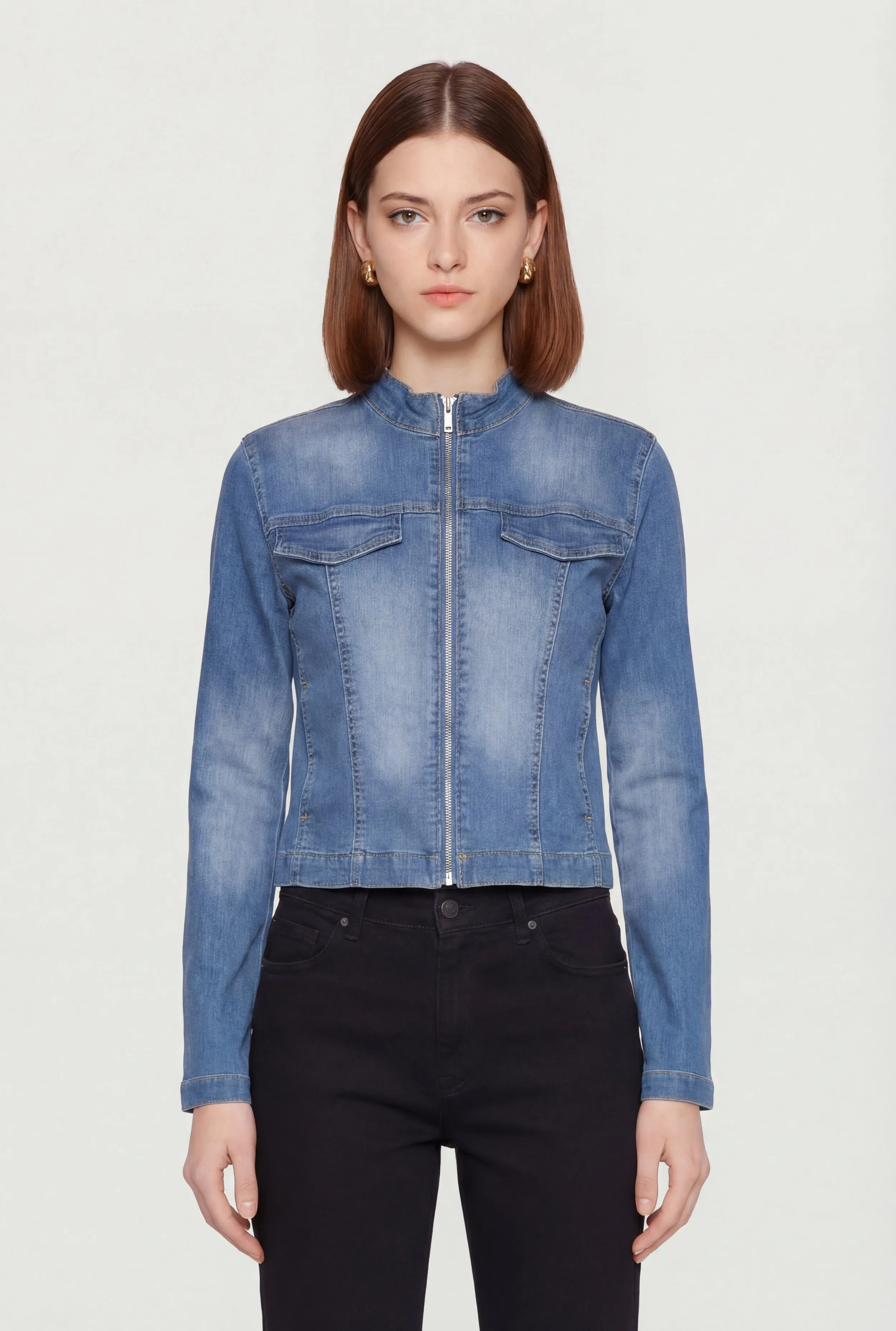 Denim Zip Front Moto Jacket sold by Rainbow product image thumbnail 2