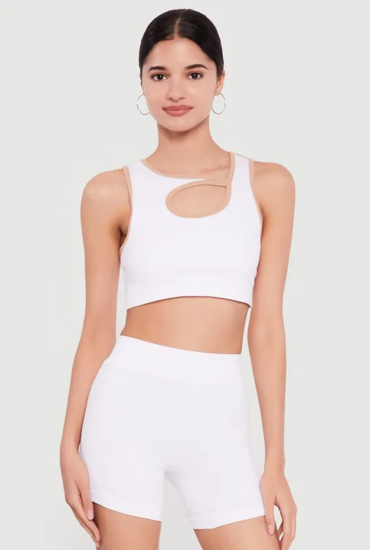 Seamless Asymmetrical Cutout Crop Top made by Rainbow