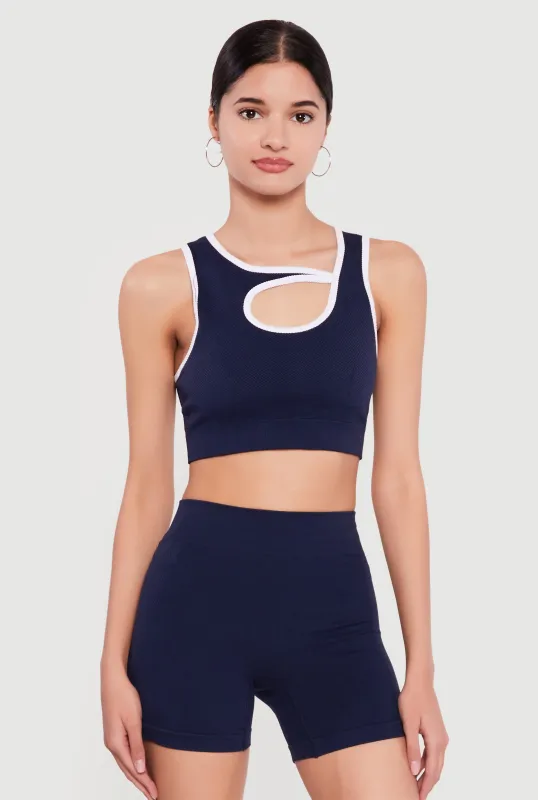 Seamless Asymmetrical Cutout Crop Top made by Rainbow
