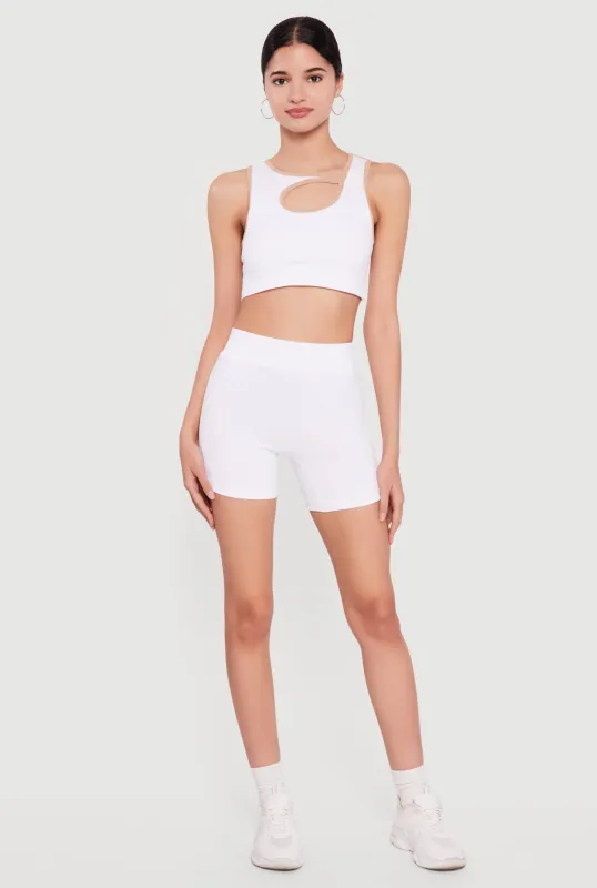 Seamless High Waisted Compression Rib Biker Shorts made by Rainbow