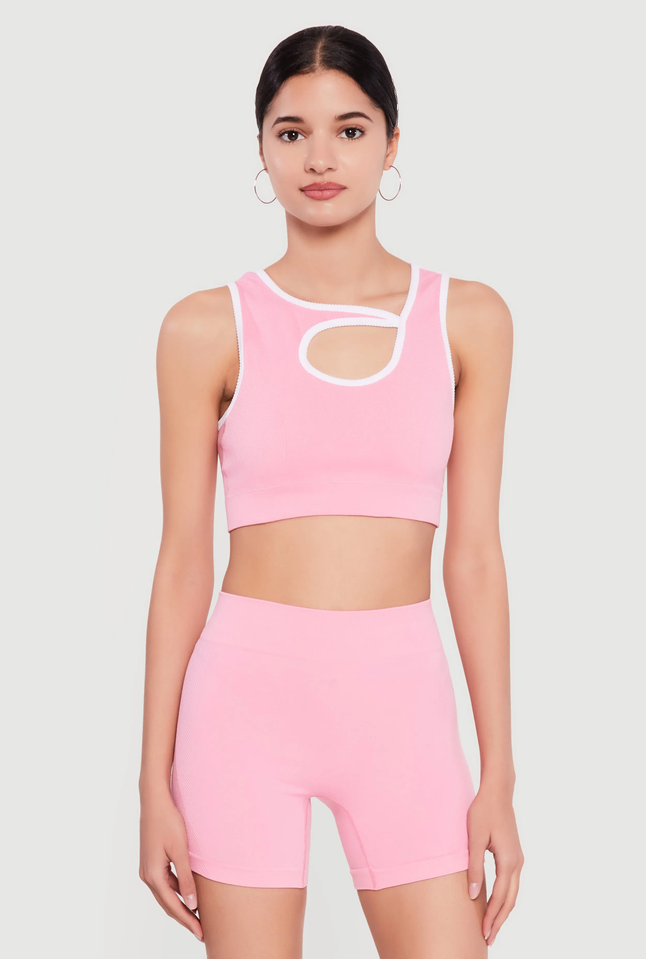 Seamless Asymmetrical Cutout Crop Top sold by Rainbow