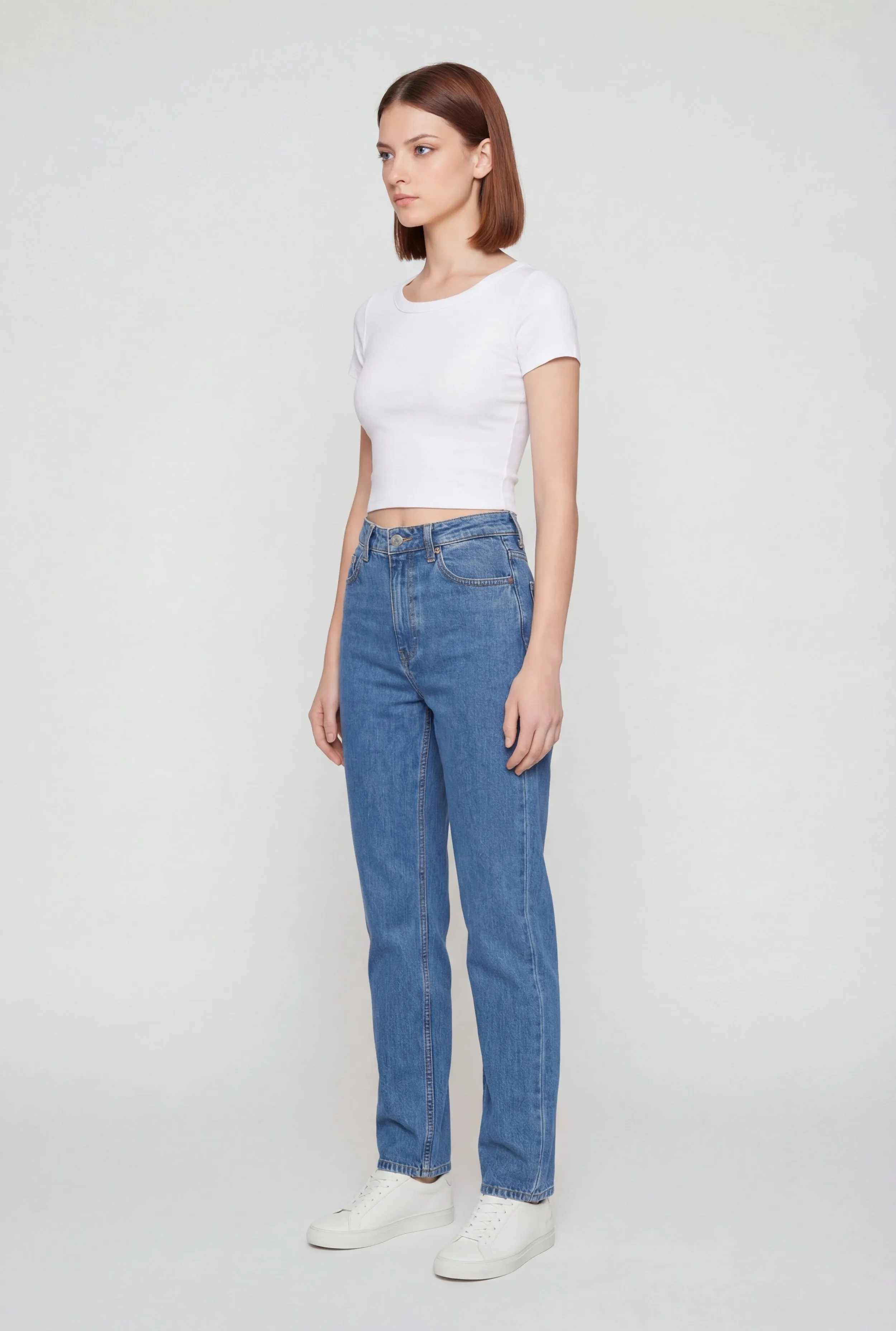 Solid Short Sleeve Crew Neck Crop Top sold by Rainbow product image thumbnail 3
