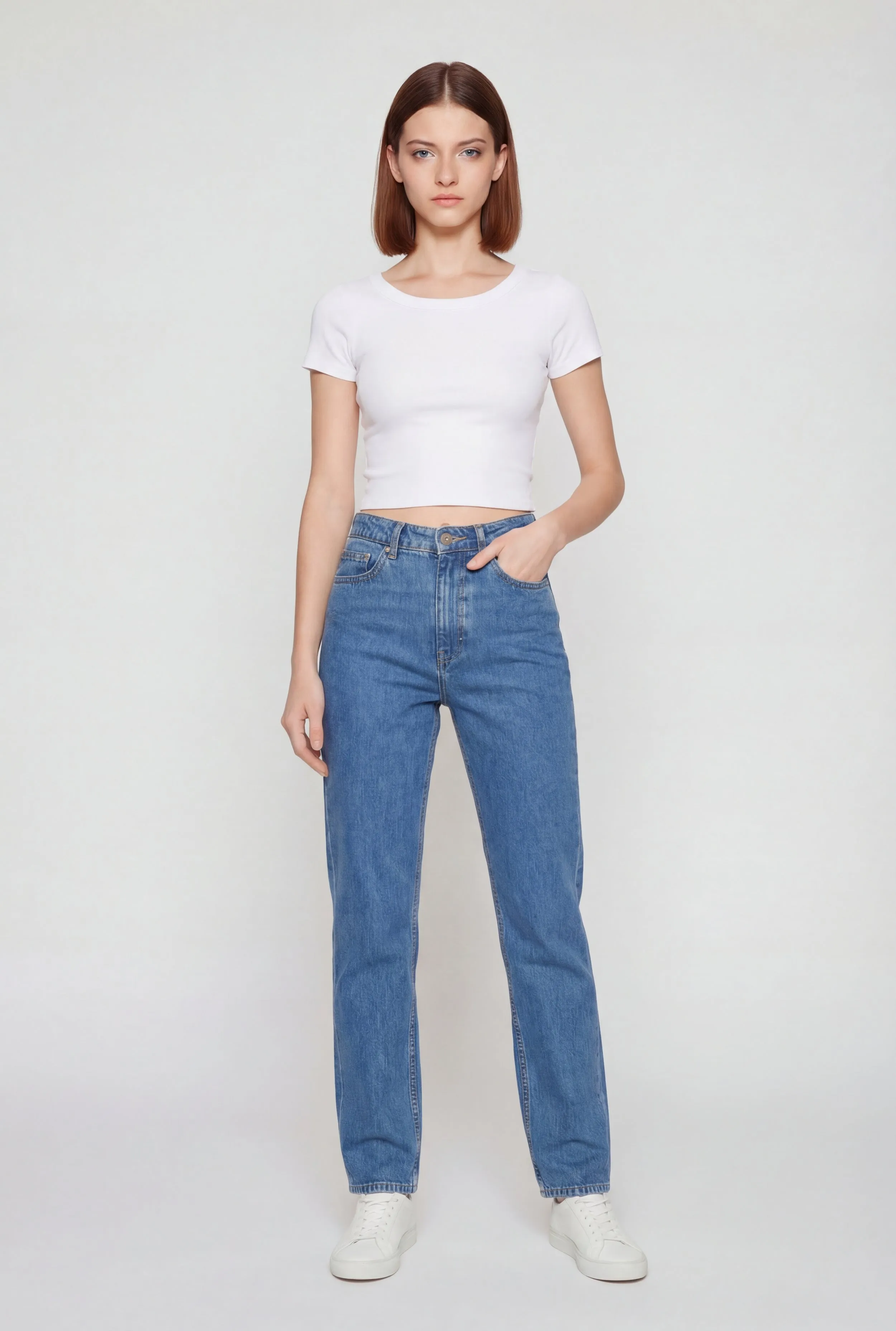 Solid Short Sleeve Crew Neck Crop Top sold by Rainbow