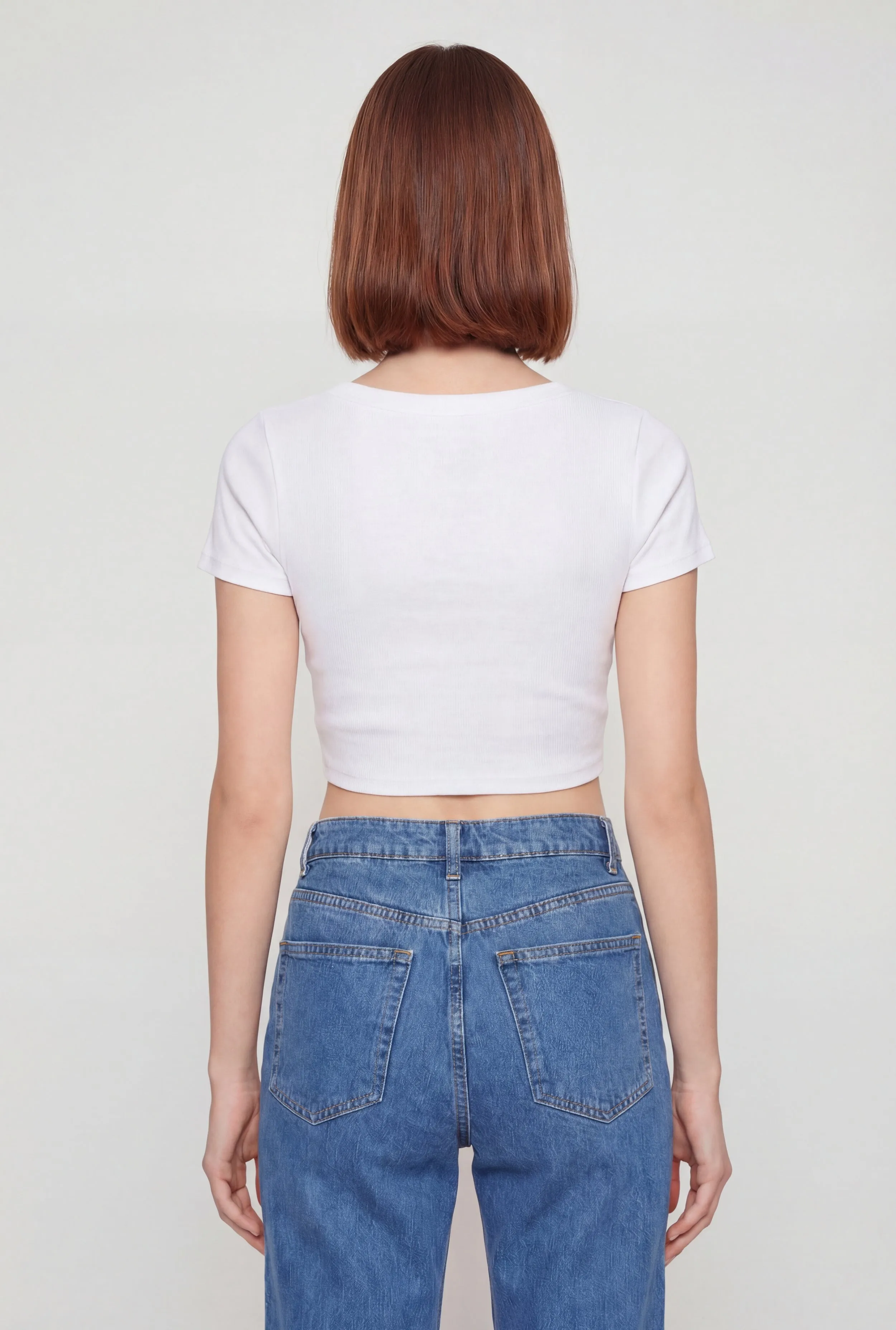 Solid Short Sleeve Crew Neck Crop Top sold by Rainbow product image thumbnail 5
