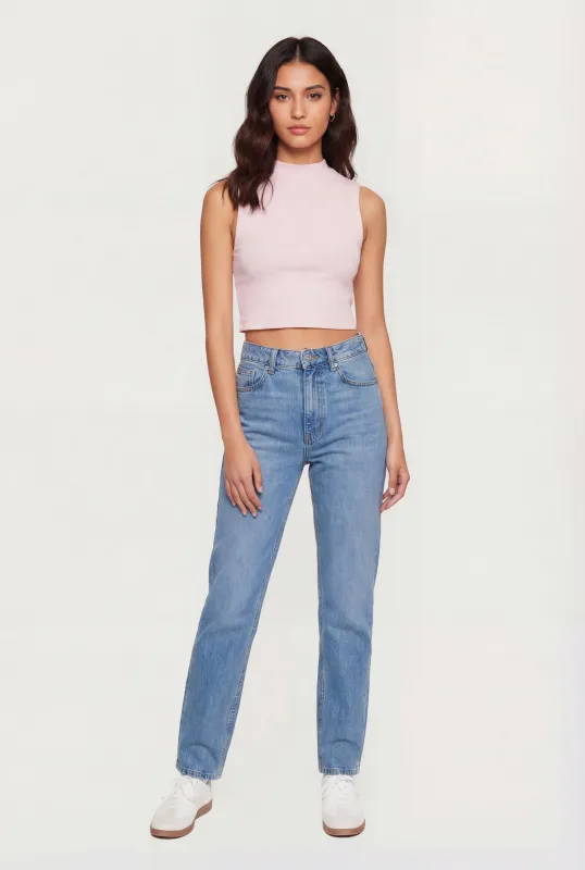 Seamless Cropped Mock Neck Tank Top made by Rainbow