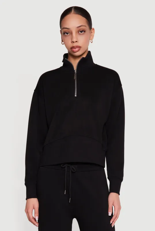 Ribbed Knit Half Zip Sweatshirt made by Rainbow