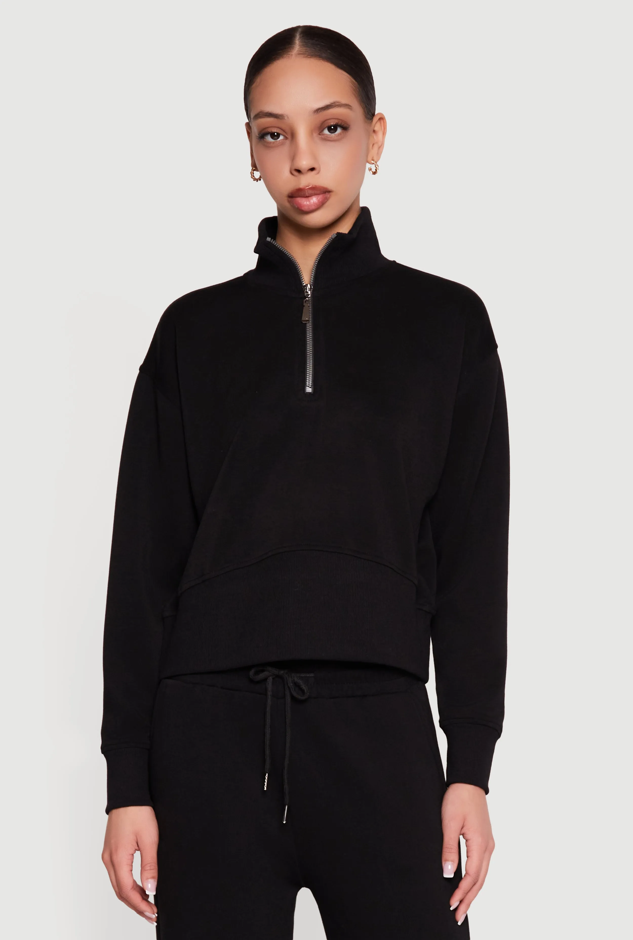 Ribbed Knit Half Zip Sweatshirt sold by Rainbow