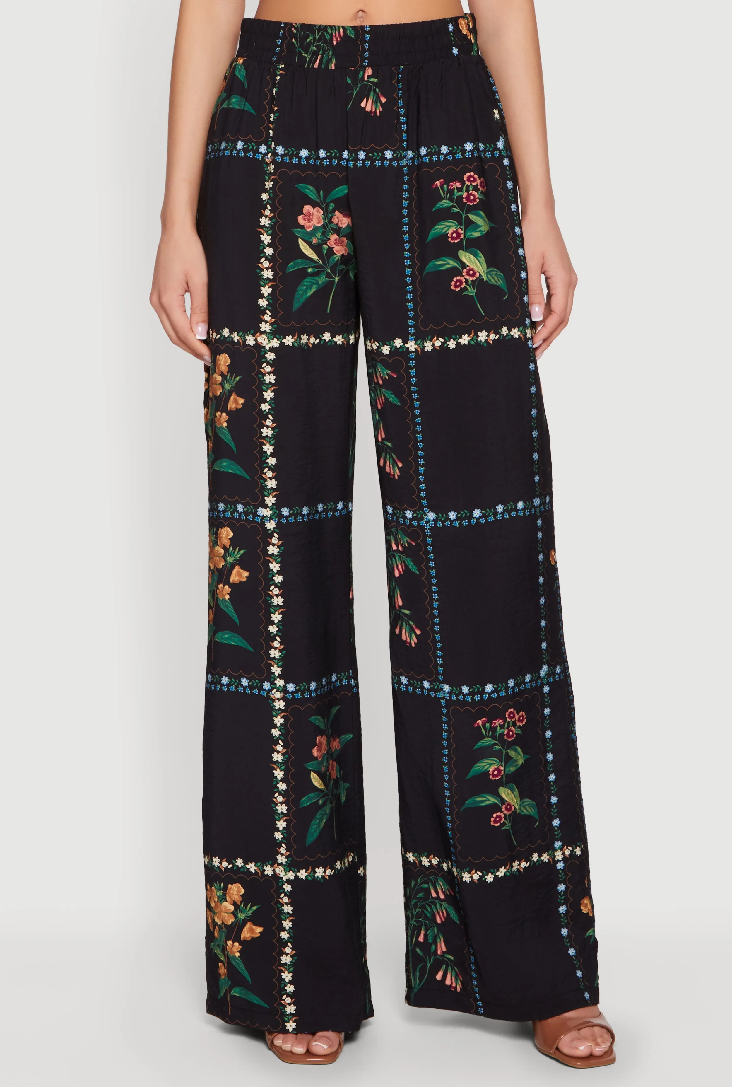 Floral Crepe Knit High Waisted Pull On Pants sold by Rainbow product image thumbnail 3