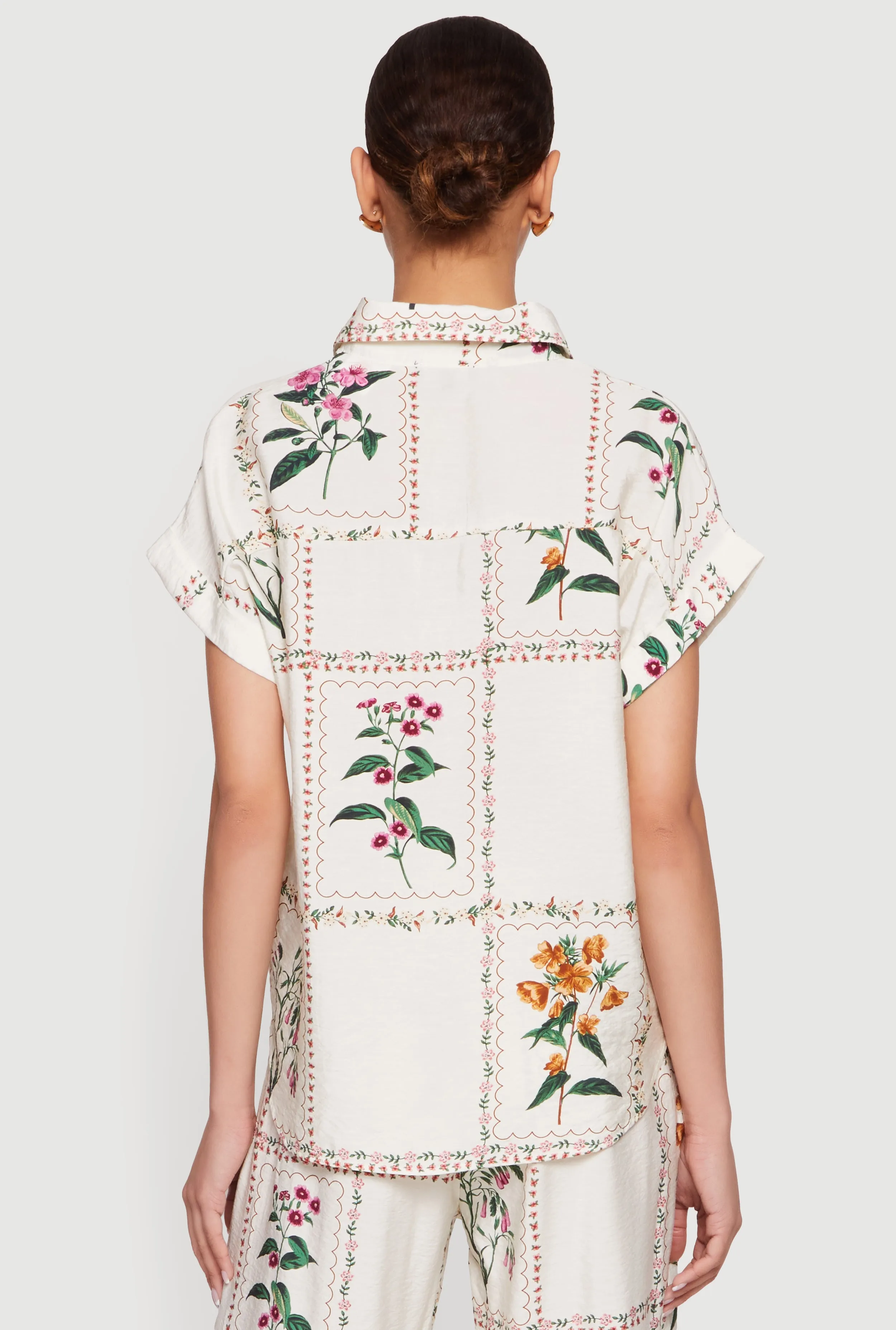 Floral Crepe Knit Button Front Shirt sold by Rainbow product image thumbnail 5