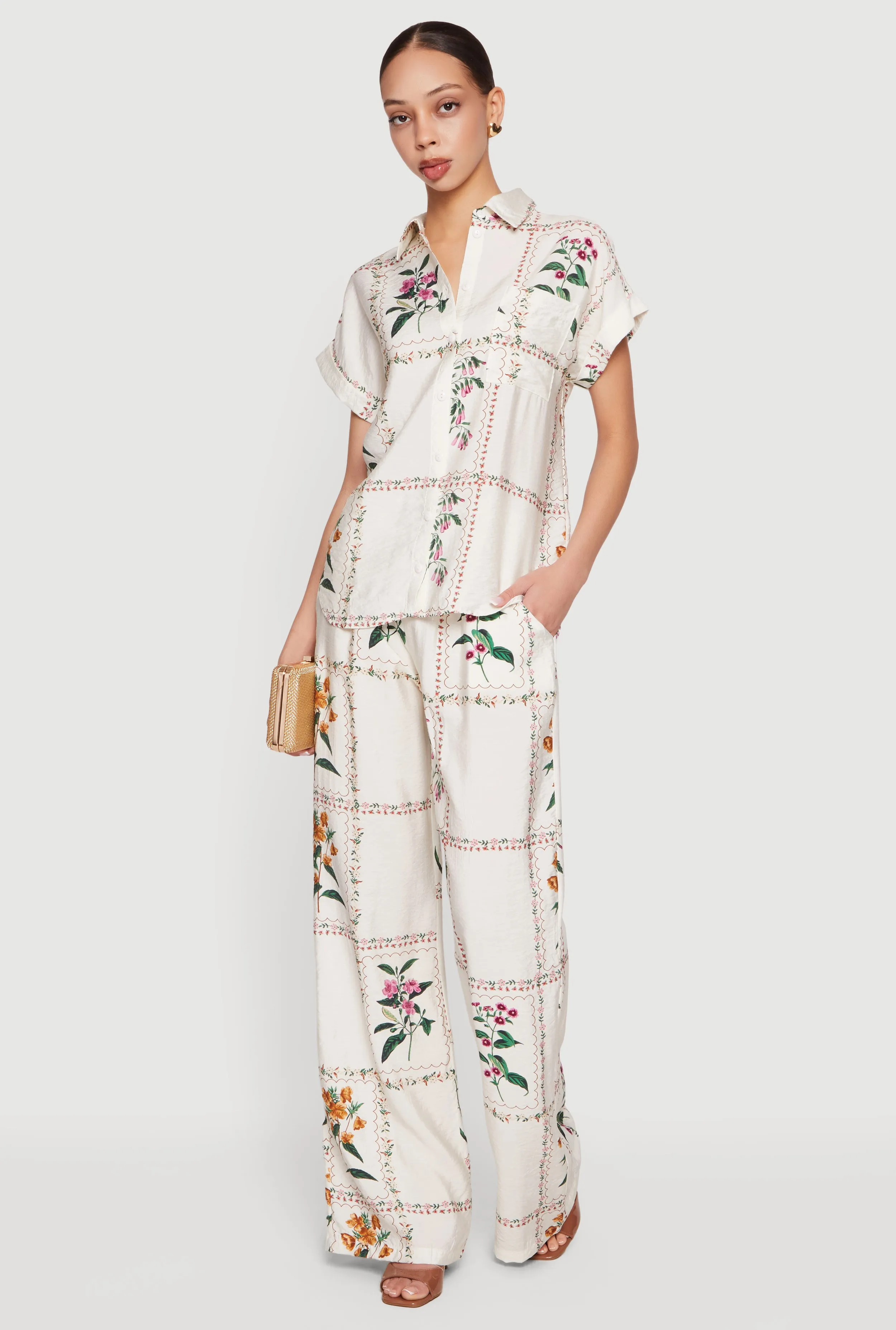 Floral Crepe Knit Button Front Shirt sold by Rainbow product image thumbnail 2