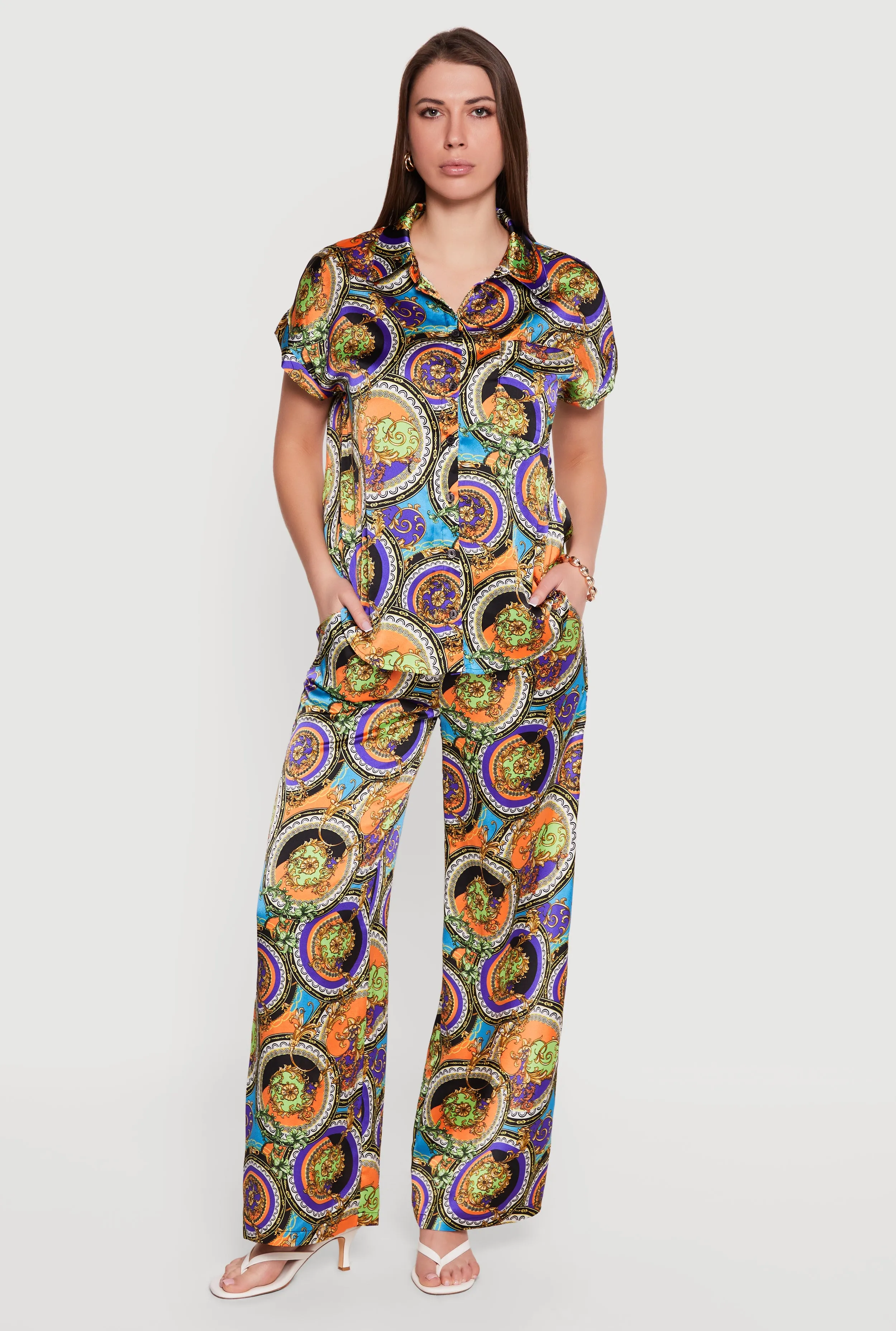 Medallion Status Print Satin Pants sold by Rainbow product image thumbnail 2