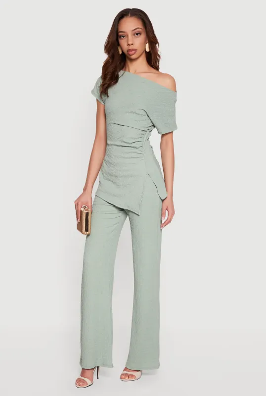 Textured Knit Pull On Pants made by Rainbow