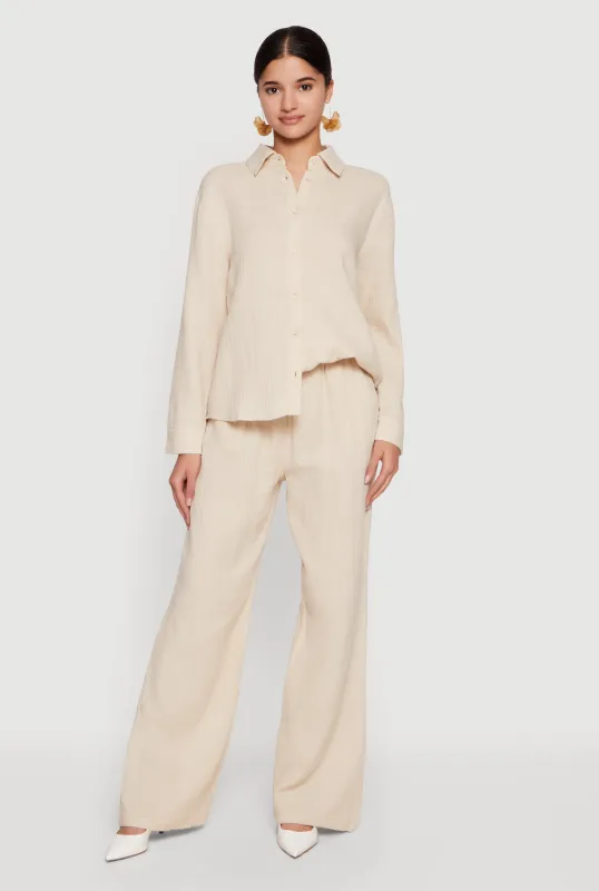 High Waisted Wide Leg Casual Pants made by Rainbow