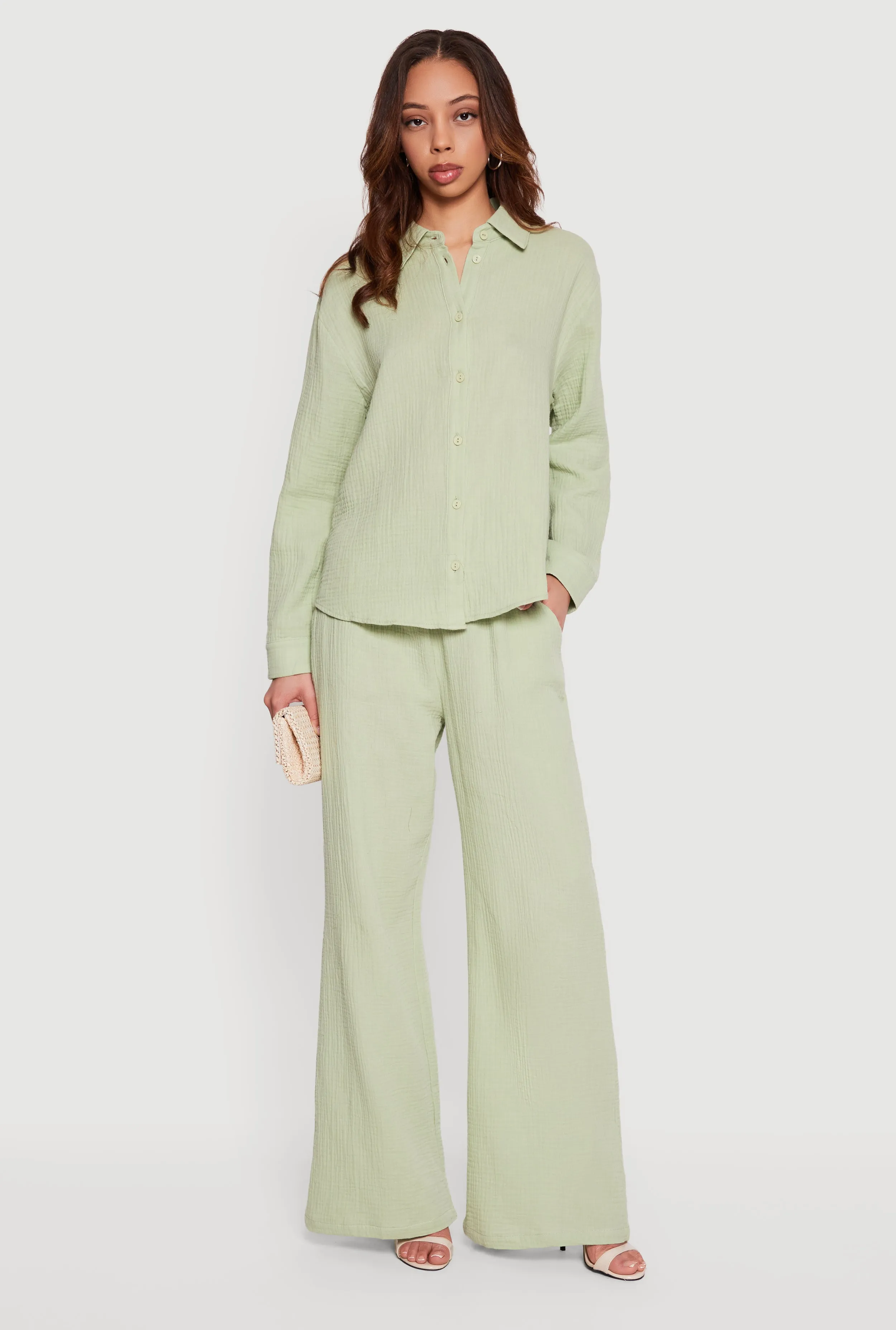 High Waisted Wide Leg Casual Pants sold by Rainbow product image thumbnail 4