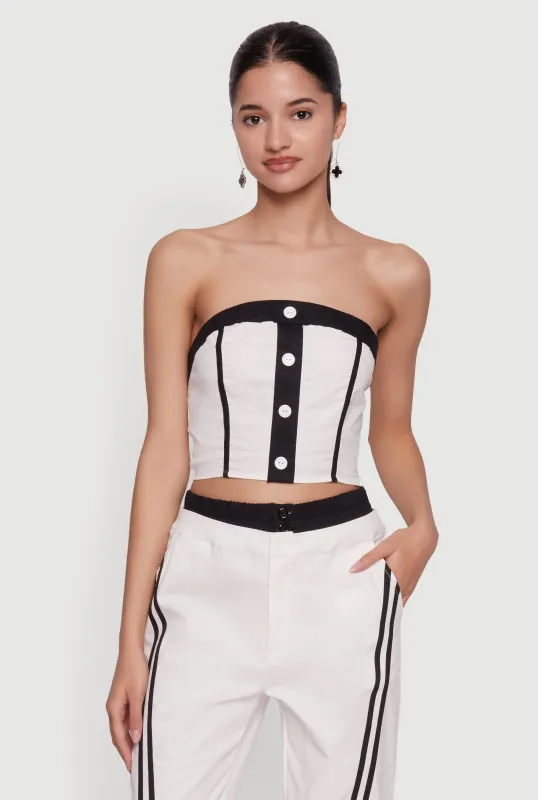 Corset Detail Cropped Tube Top made by Rainbow