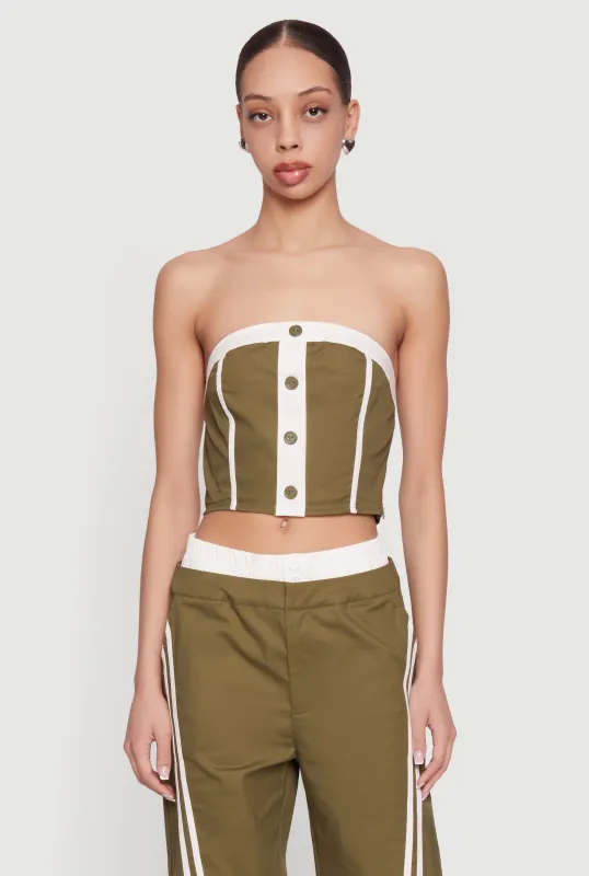 Corset Detail Cropped Tube Top made by Rainbow