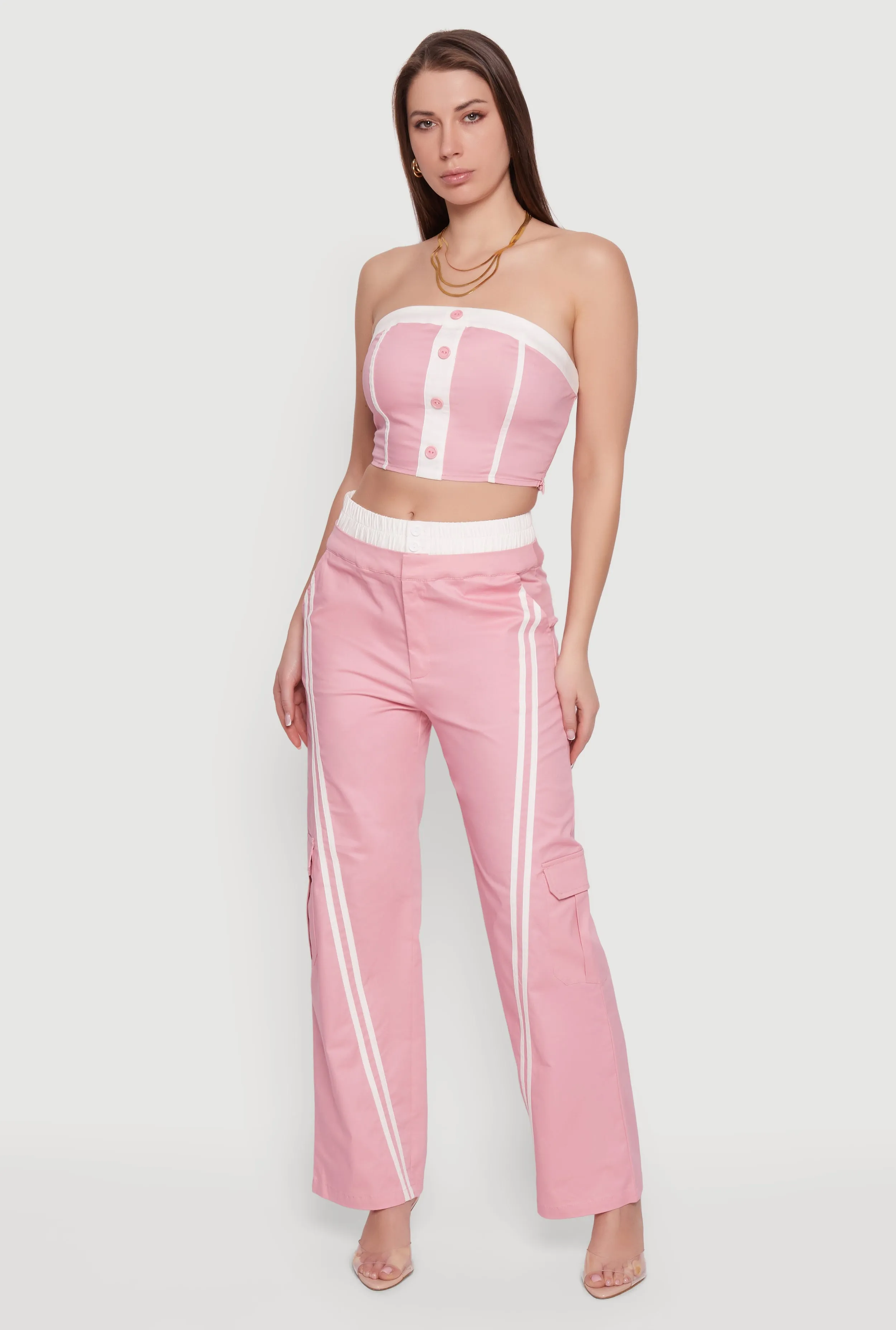 Corset Detail Cropped Tube Top sold by Rainbow product image thumbnail 2