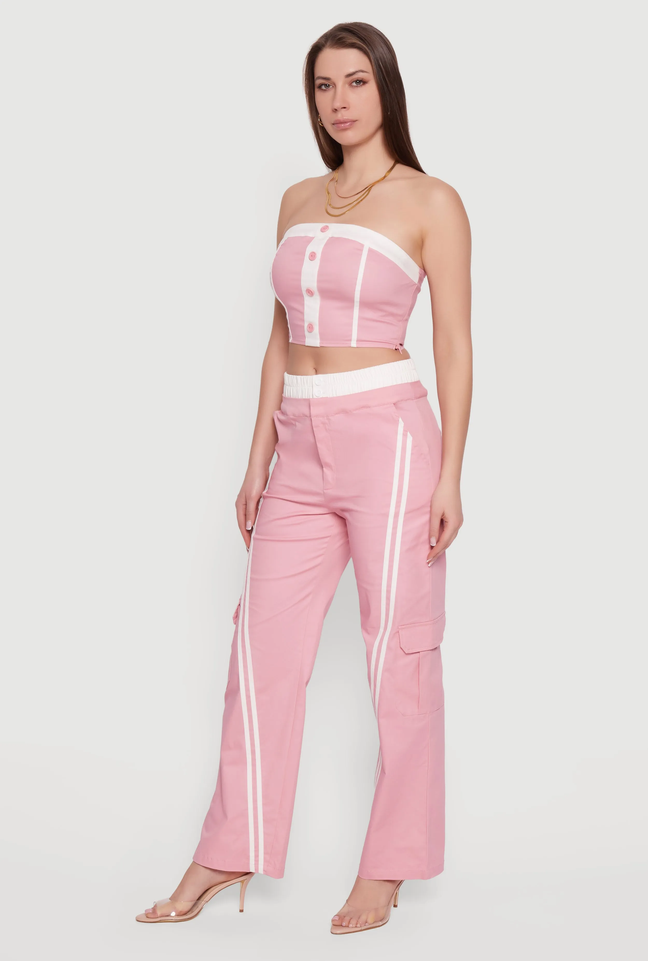 Corset Detail Cropped Tube Top sold by Rainbow product image thumbnail 3