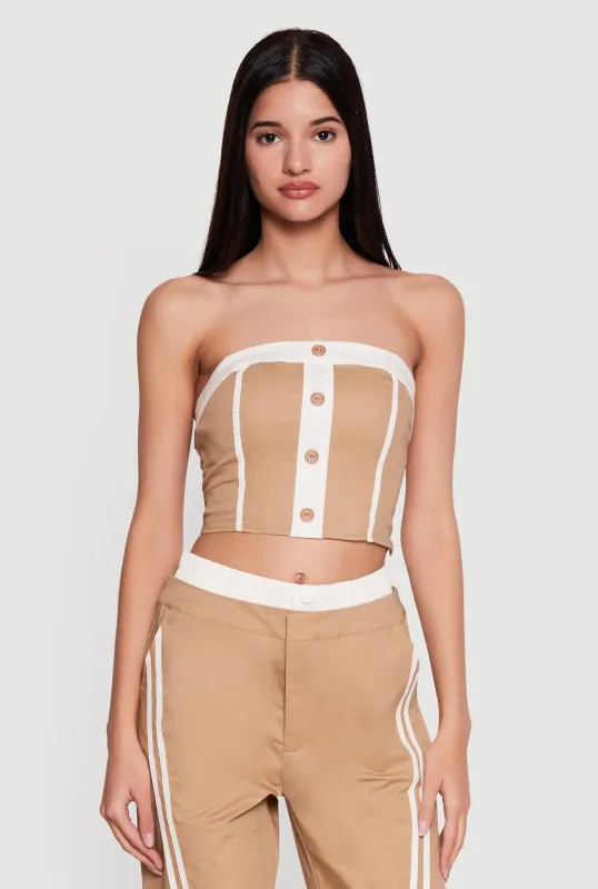 Corset Detail Cropped Tube Top made by Rainbow