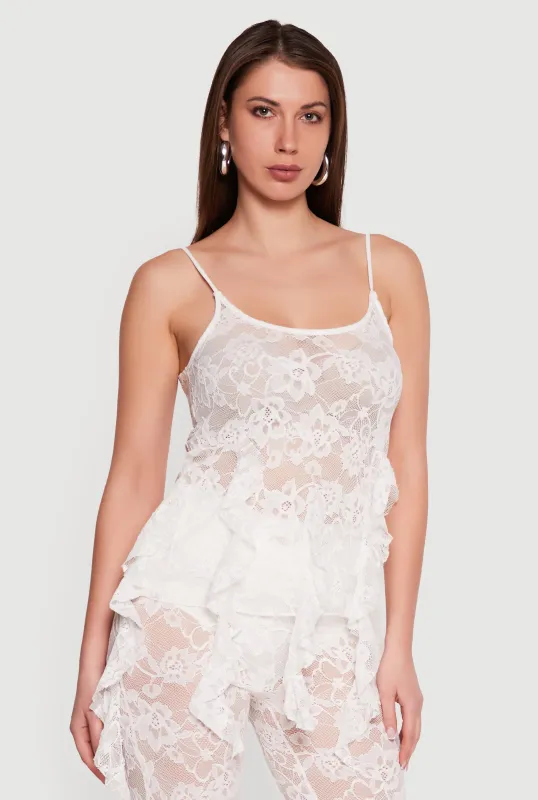 Floral Lace Ruffle Top made by Rainbow