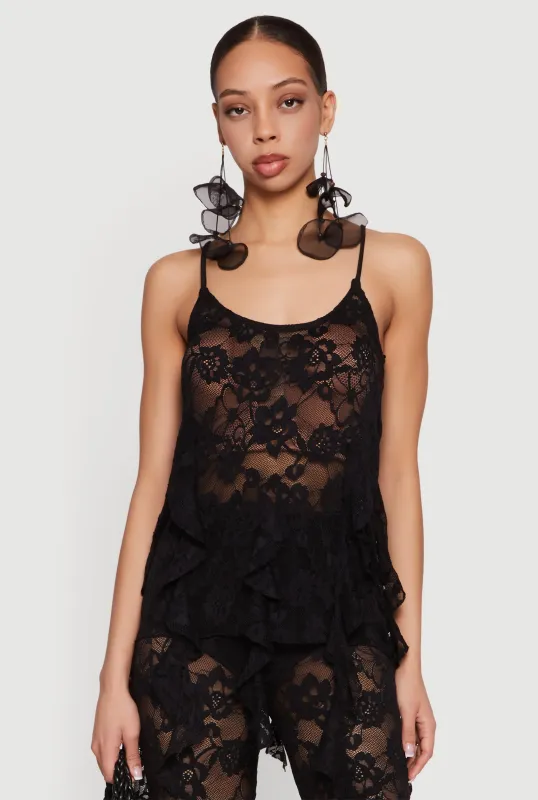 Floral Lace Ruffle Top made by Rainbow