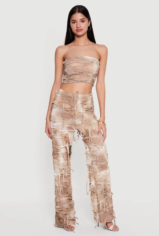Tie Dye Slashed Bootcut Pants made by Rainbow
