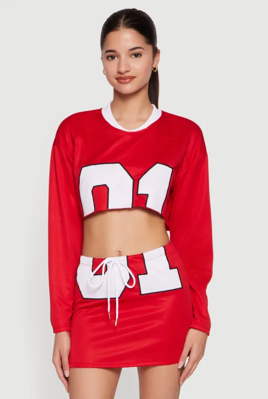 Cropped Numerical Graphic Mesh Jersey made by Rainbow