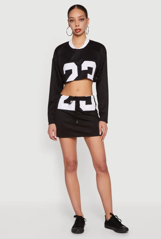 Cropped Numerical Graphic Jersey Mesh Mini Skirt made by Rainbow