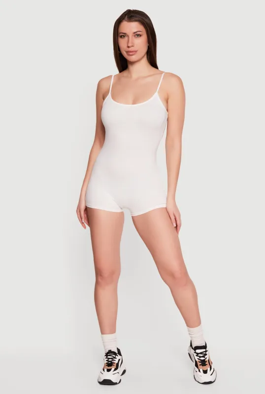 Scoop Neck Cami Biker Romper sold by Rainbow