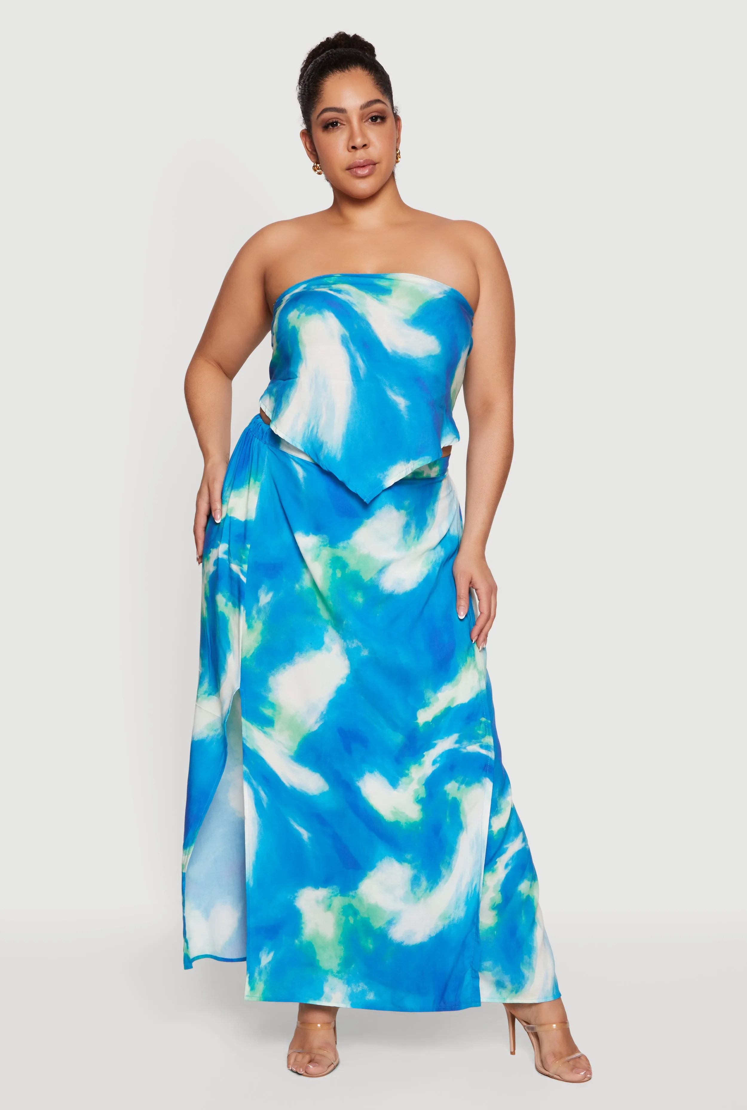 Plus Size Tie Dye Print Maxi Skirt sold by Rainbow