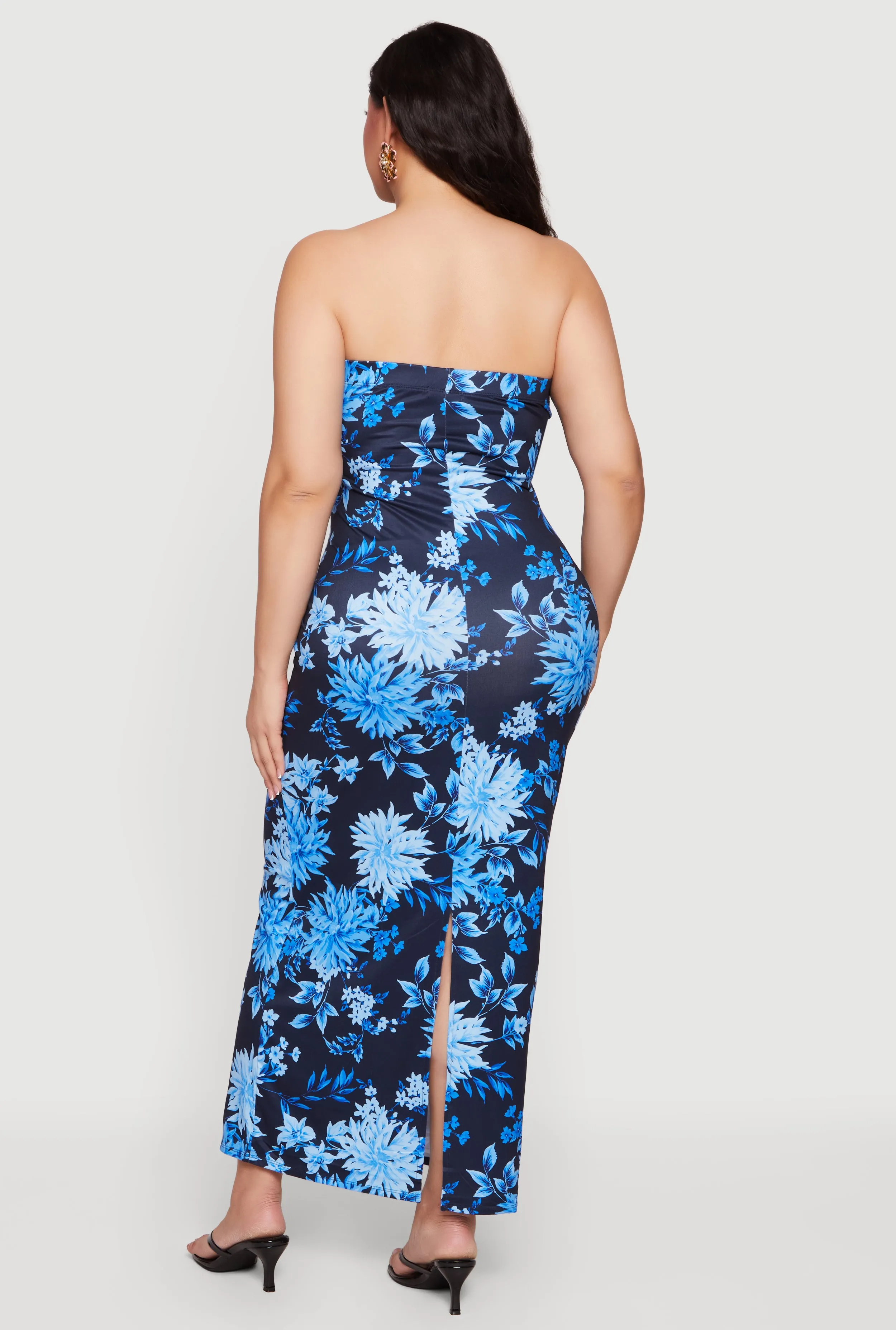 Plus Size Floral Slit Back Tube Maxi Dress sold by Rainbow product image thumbnail 3