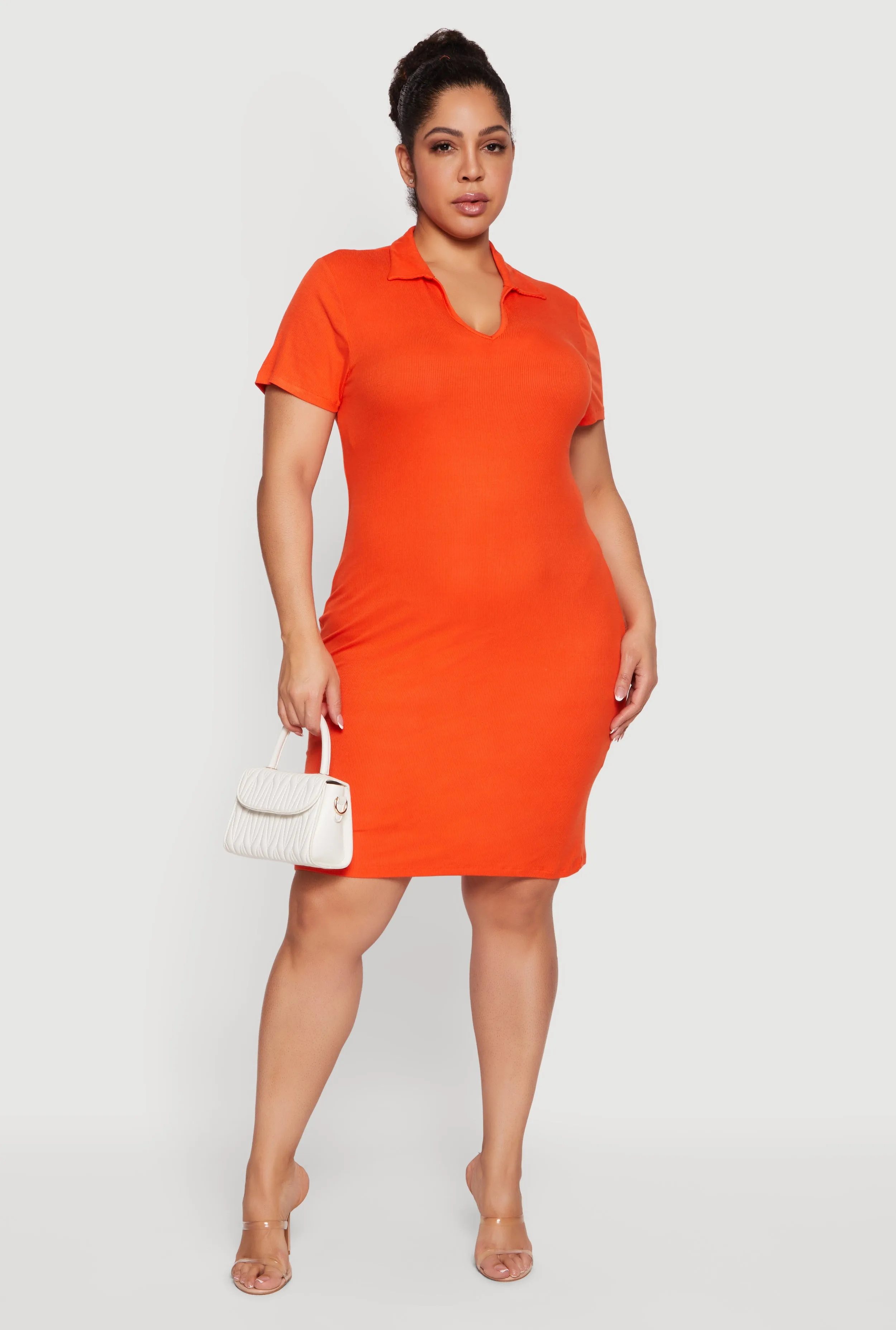 Plus Size Ribbed Knit Johnny Collar Dress sold by Rainbow product image thumbnail 2