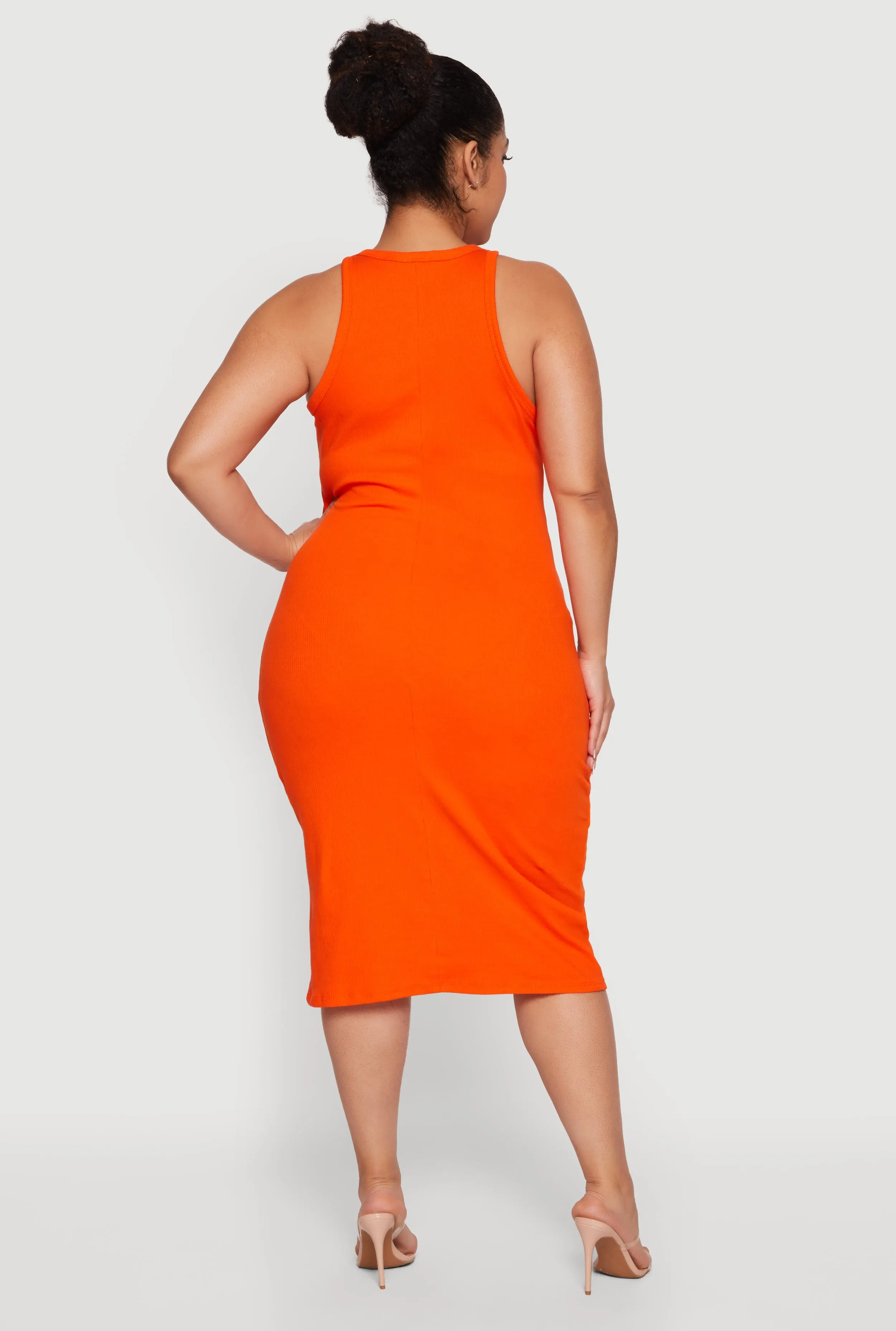 Plus Size Ribbed Knit Crew Neck Midi Tank Dress sold by Rainbow product image thumbnail 3