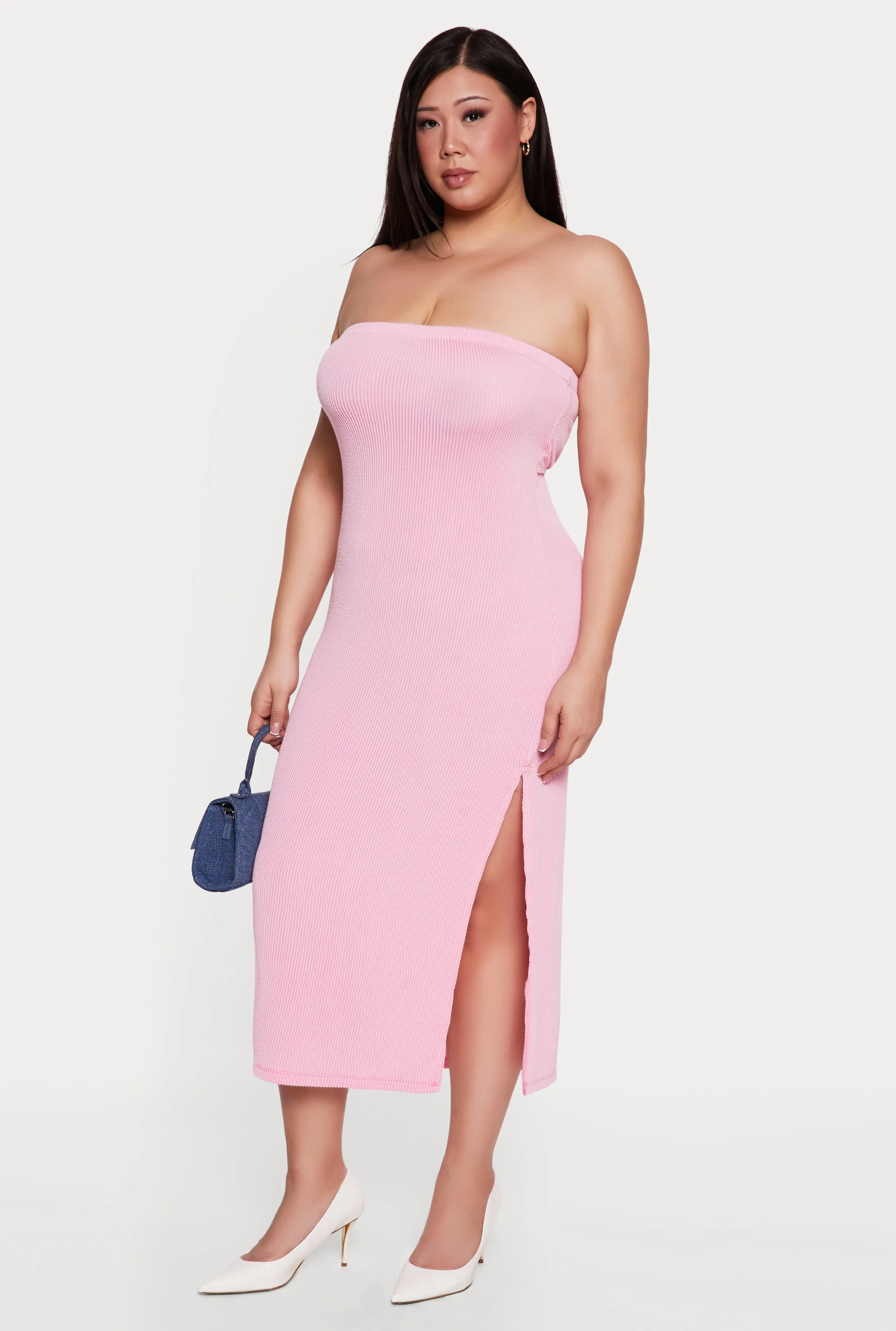 Plus Size Ribbed Knit Tube Dress with Keyhole Back sold by Rainbow product image thumbnail 2