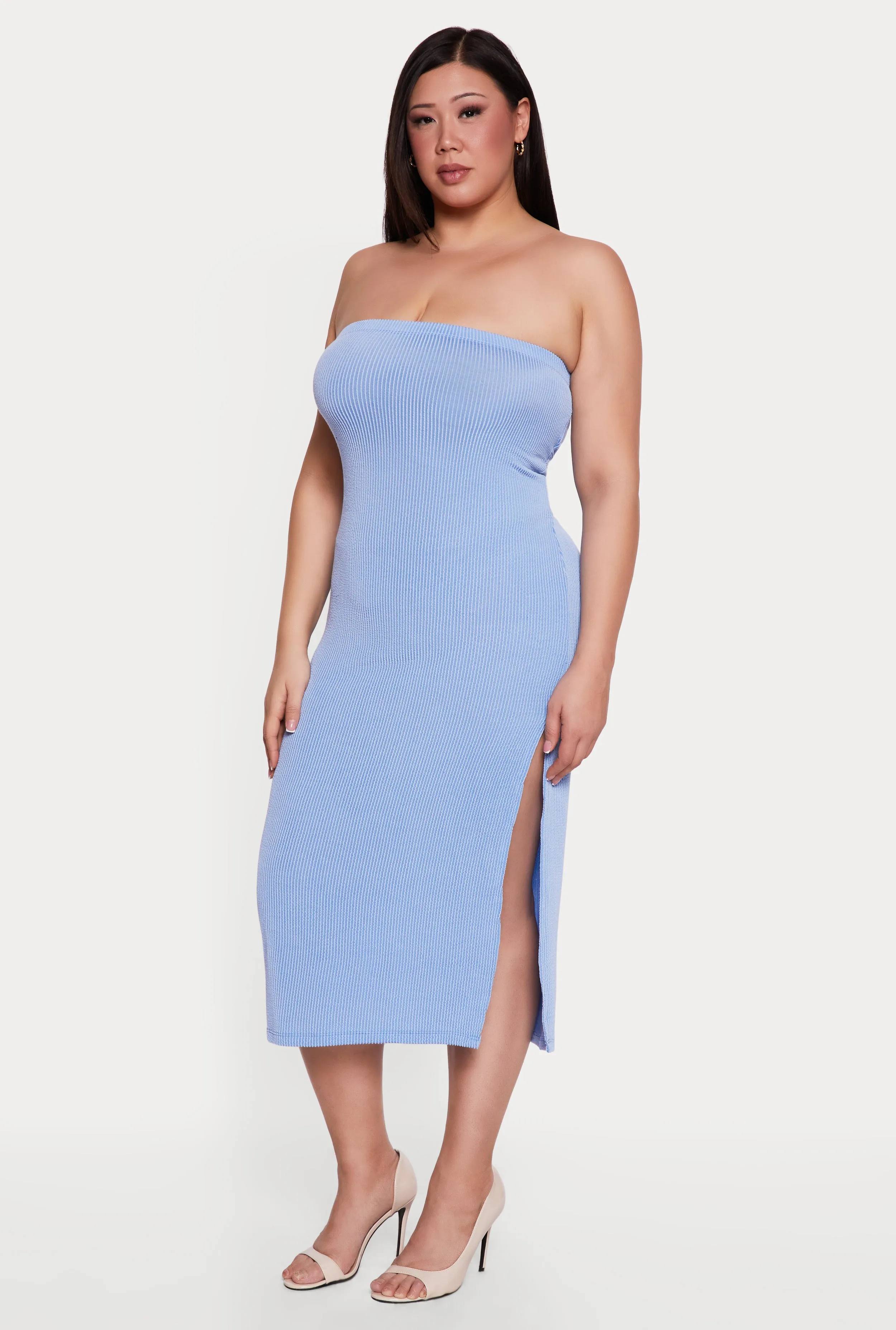 Plus Size Ribbed Knit Tube Dress with Keyhole Back sold by Rainbow product image thumbnail 2