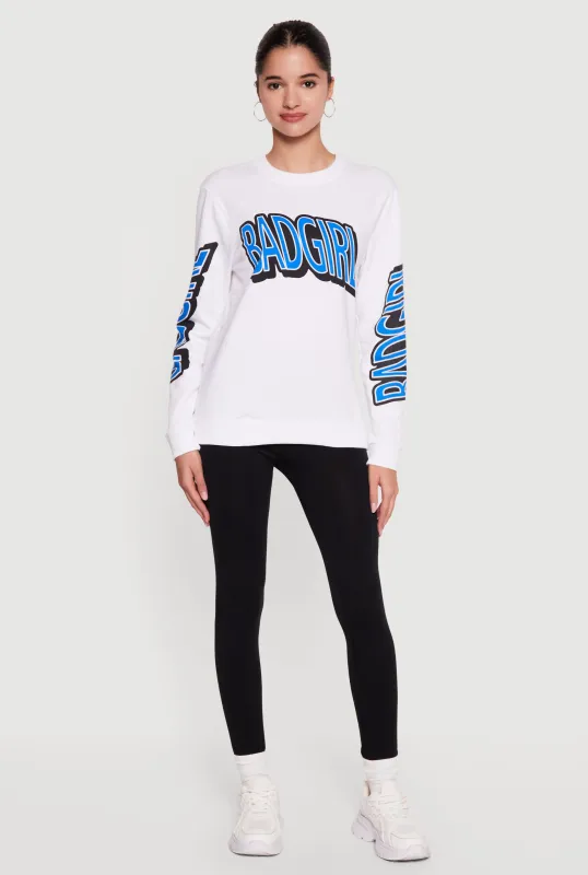 Badgirl Graphic Long Sleeve Crew Neck Sweatshirt sold by Rainbow