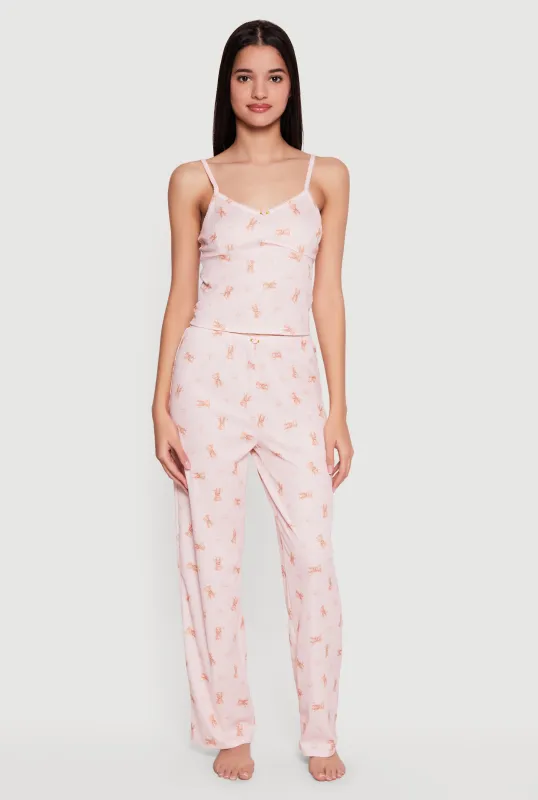 Teddy Bear Print Pajama Cami and Pants Set sold by Rainbow
