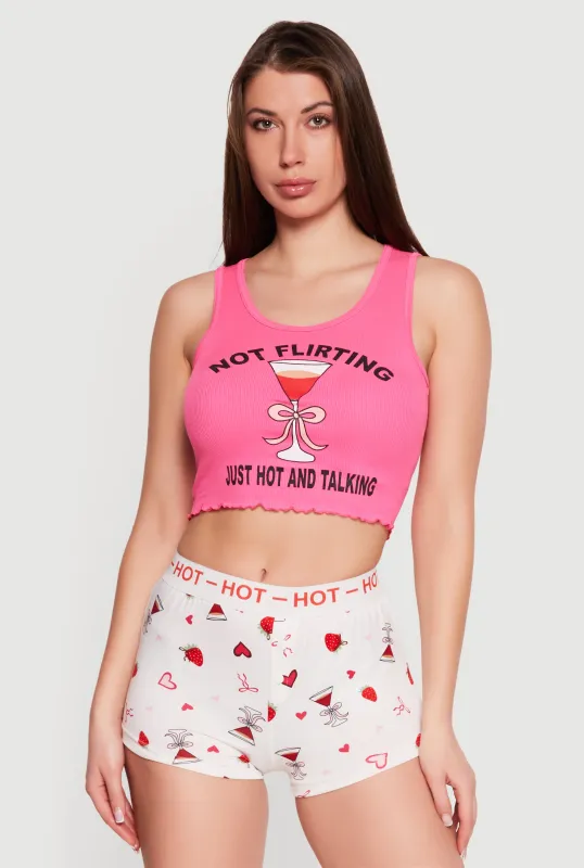 Not Flirting Patterned Pajama Tank Top and Shorts sold by Rainbow