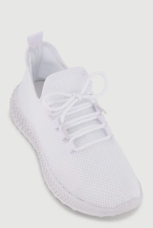 Textured Knit Lace Up Low Top Sneakers made by Rainbow