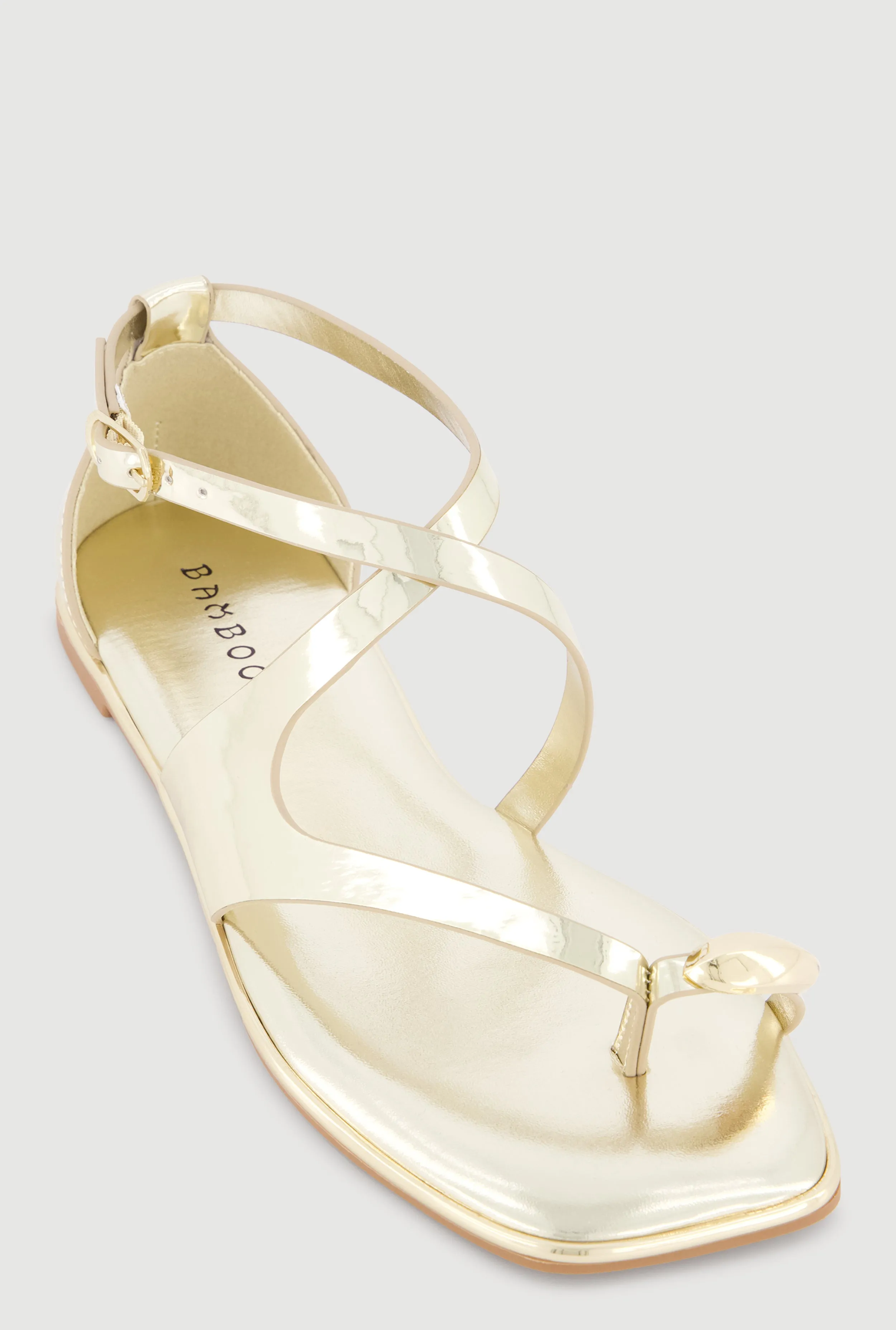 Metallic Detail Faux Leather Open Toe Sandals sold by Rainbow